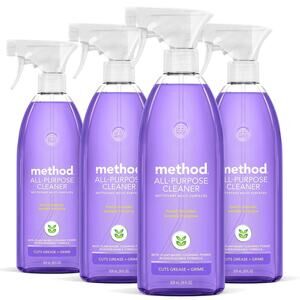 4 Method Naturally Derived All Purpose Cleaner Spray Bottles, French Lavender,